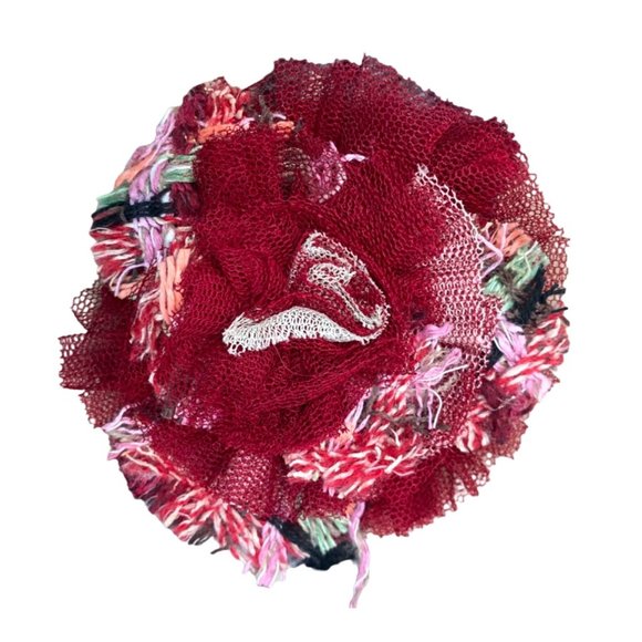 Vintage Chanel Red Tulle and Tweed Brooch - Picture 6 of 6